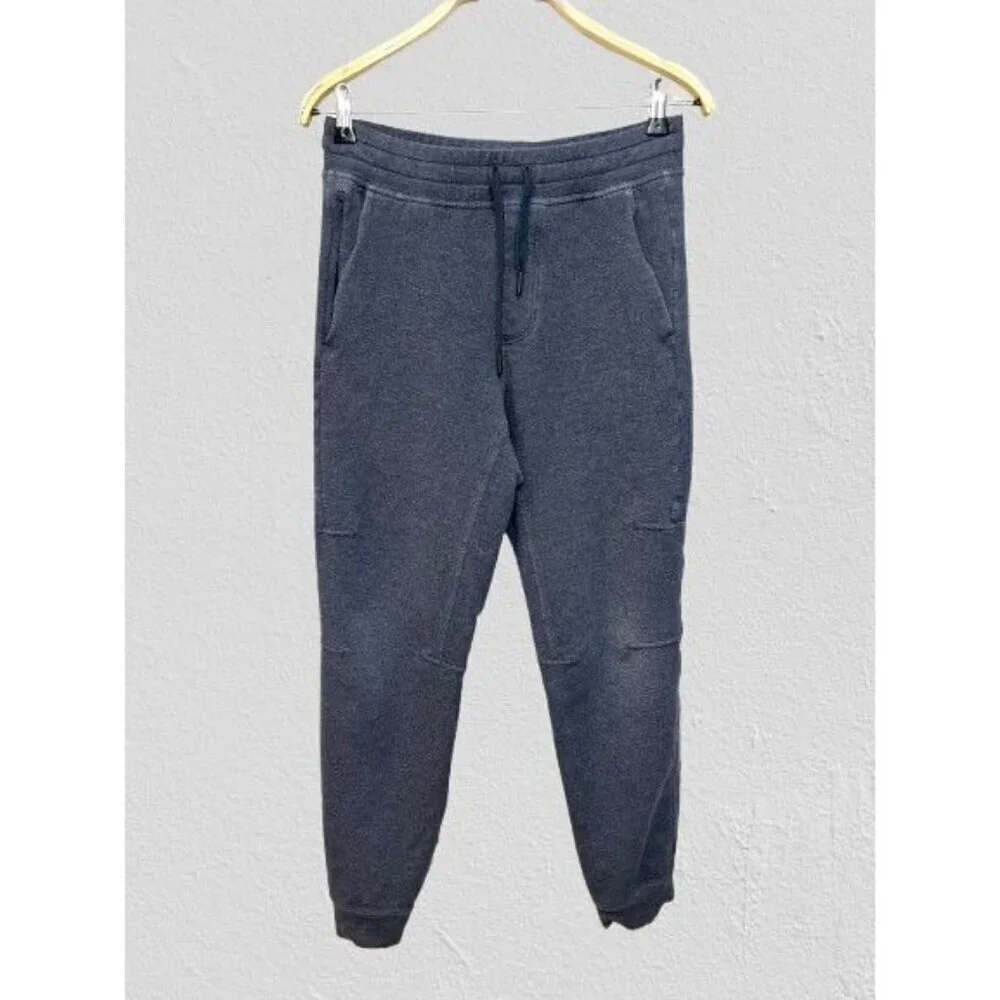 Lululemon Joggers Sweatpants Heather Gray Blue Faux Zipper Size Small